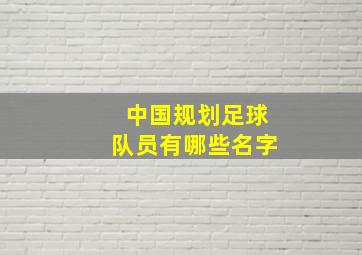 中国规划足球队员有哪些名字