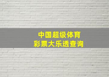 中国超级体育彩票大乐透查询