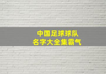 中国足球球队名字大全集霸气