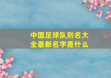 中国足球队别名大全最新名字是什么