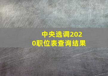 中央选调2020职位表查询结果