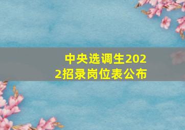 中央选调生2022招录岗位表公布