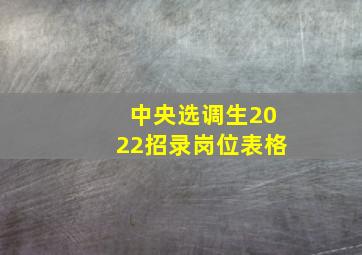 中央选调生2022招录岗位表格