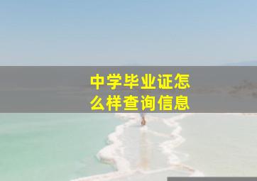 中学毕业证怎么样查询信息