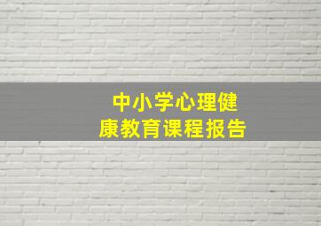 中小学心理健康教育课程报告