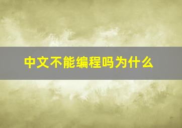 中文不能编程吗为什么