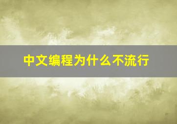 中文编程为什么不流行