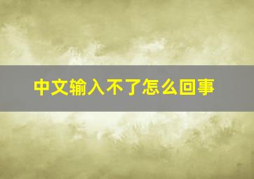 中文输入不了怎么回事