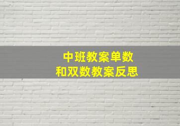 中班教案单数和双数教案反思