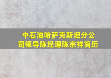 中石油哈萨克斯坦分公司领导陈经理陈宗祥简历