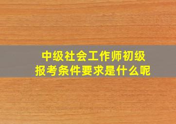 中级社会工作师初级报考条件要求是什么呢