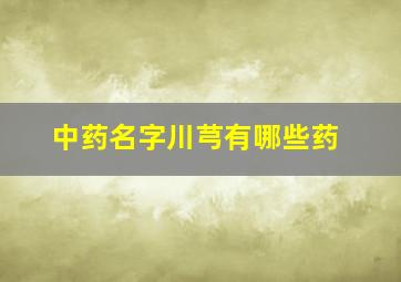 中药名字川芎有哪些药