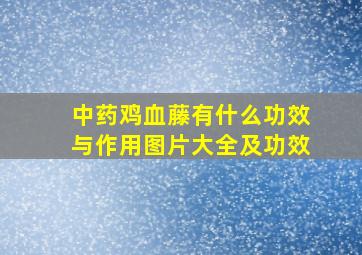 中药鸡血藤有什么功效与作用图片大全及功效