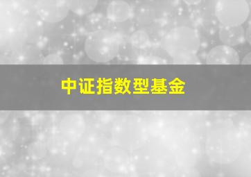 中证指数型基金