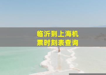 临沂到上海机票时刻表查询