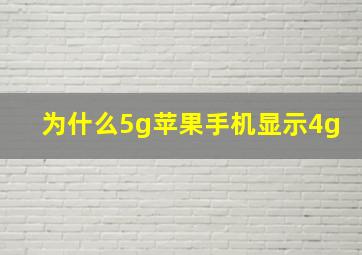 为什么5g苹果手机显示4g