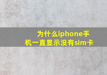 为什么iphone手机一直显示没有sim卡