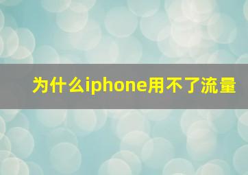 为什么iphone用不了流量