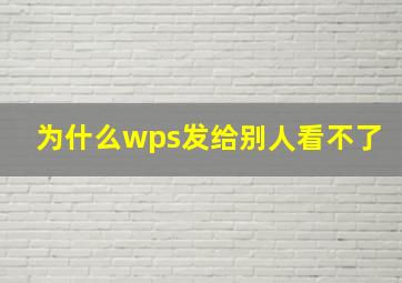 为什么wps发给别人看不了