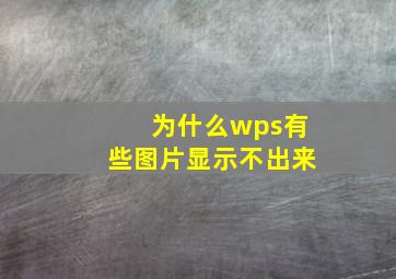 为什么wps有些图片显示不出来