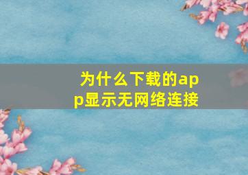 为什么下载的app显示无网络连接