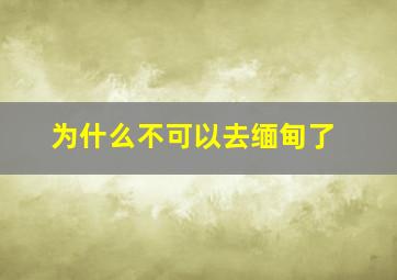 为什么不可以去缅甸了