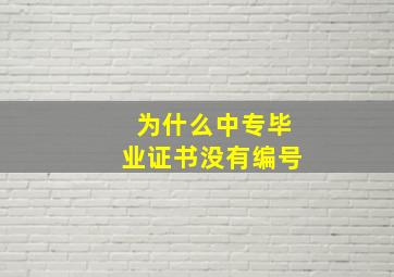 为什么中专毕业证书没有编号