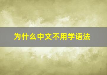 为什么中文不用学语法