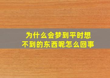 为什么会梦到平时想不到的东西呢怎么回事