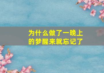 为什么做了一晚上的梦醒来就忘记了