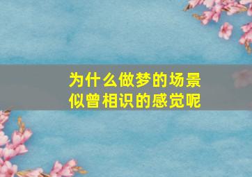 为什么做梦的场景似曾相识的感觉呢