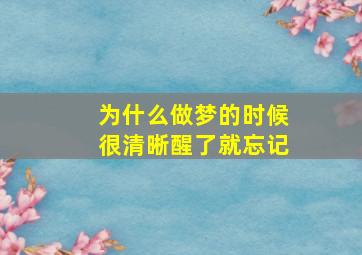 为什么做梦的时候很清晰醒了就忘记