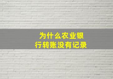 为什么农业银行转账没有记录