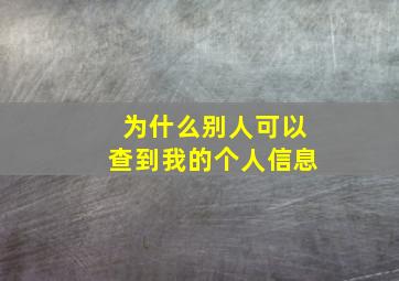 为什么别人可以查到我的个人信息