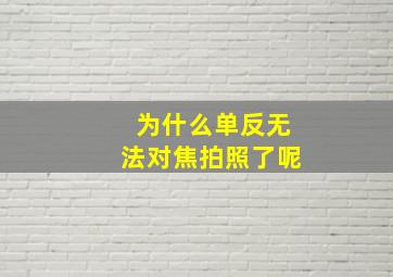 为什么单反无法对焦拍照了呢