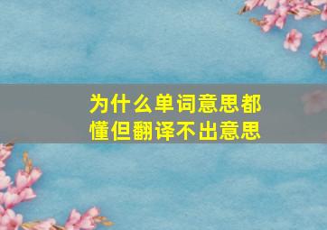 为什么单词意思都懂但翻译不出意思