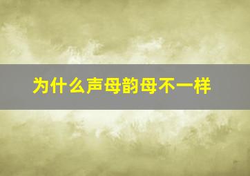 为什么声母韵母不一样