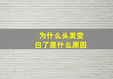 为什么头发变白了是什么原因