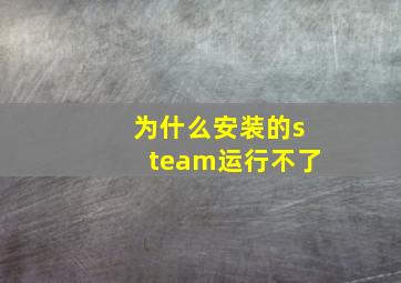 为什么安装的steam运行不了