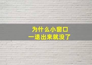 为什么小窗口一退出来就没了