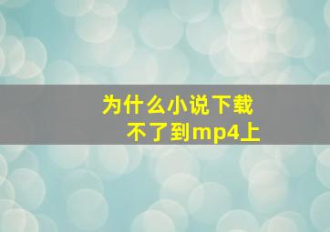 为什么小说下载不了到mp4上