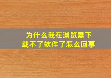 为什么我在浏览器下载不了软件了怎么回事