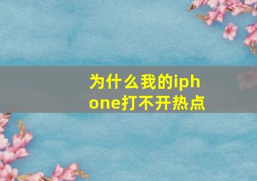 为什么我的iphone打不开热点