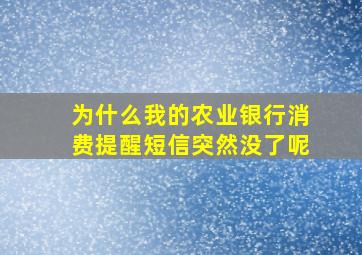 为什么我的农业银行消费提醒短信突然没了呢