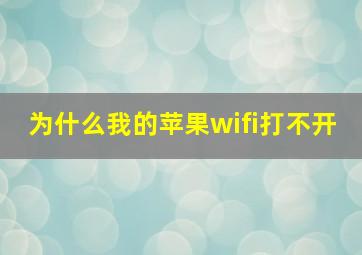 为什么我的苹果wifi打不开