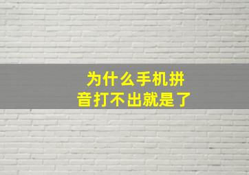 为什么手机拼音打不出就是了