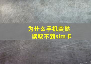 为什么手机突然读取不到sim卡