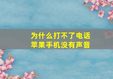 为什么打不了电话苹果手机没有声音