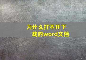 为什么打不开下载的word文档