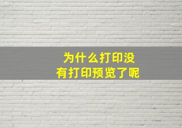 为什么打印没有打印预览了呢